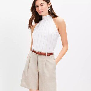 Loft | Shimmer Stripe Crinkle Bow Back Halter Top